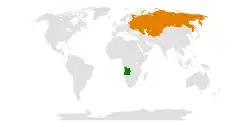 Map indicating locations of Angola and Soviet Union