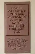 Plaque commemorating Limpert on the Ansbach Rathaus