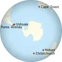 A location map of Antarctic Gateway Cities