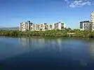 Apartment buildings along Ross Creek