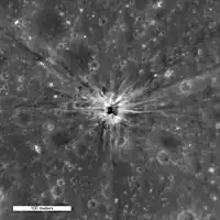 The crater created by the S-IVB's impact, as photographed by the Lunar Reconnaissance Orbiter, 2010