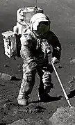 Harrison Schmitt using reach extender in Apollo 17 mission