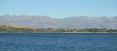 Manapouri township from Lake Manapouri