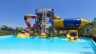 A giant funnel slide inside Aqua Planet