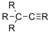 One sp3 and one sp carbon bonded to each other.