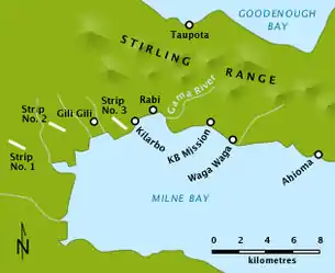 Milne Bay with key locations