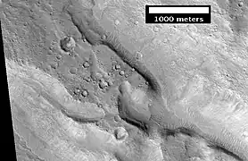 Ares Vallis, as seen by HiRISE.  Ares Valles is found in the Oxia Palus quadrangle.