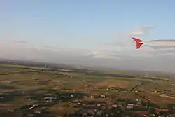 Arevashat as seen from the air in the foreground