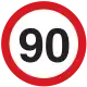 Maximum speed limit (90 km/h)