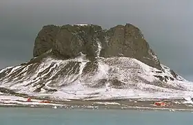 Carlini with mount Tres Hermanos in the background