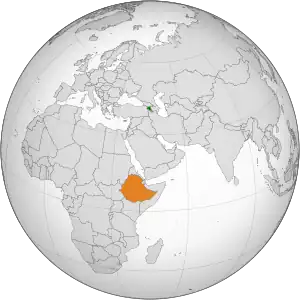 Map indicating locations of Armenia
 and Ethiopia