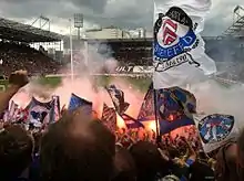 The match FC St. Pauli - DSC Arminia Bielefeld in 2013, view from the old North stand.