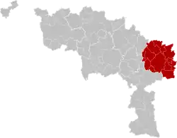 Location of the arrondissement in Hainaut