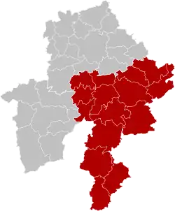 Location of the arrondissement in Namur