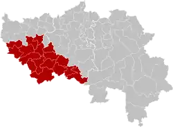 Location of the arrondissement in Liège Province