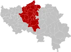 Location of the arrondissement in Liège Province