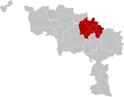 Location of the arrondissement in Hainaut