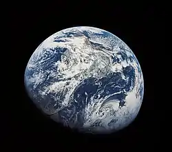 Image 70The first image taken by a human of the whole Earth, probably photographed by William Anders of Apollo 8 South is up; South America is in the middle. (from Outer space)