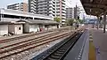 The permanent way maintenance sidings on the east side of the station in April 2014