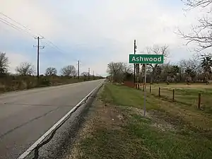 Ashwood sign on FM 1728 near Bender Road