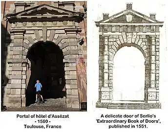 Influence on the portal of an engraving by Serlio