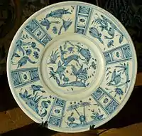 Conrade plate, 1630s, imitating Chinese Kraak ware.