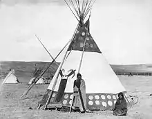 Tsuu T'ina painted hide tipi,Alberta, Canada