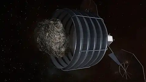 Illustration of proposed asteroid capture by Keck Institute for Space Studies made for Asteroid Redirect Mission