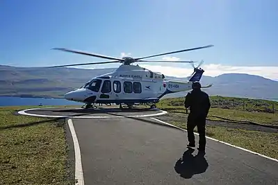 Atlantic Airways AgustaWestland AW139 OY-HIH at Froðba helicopter station.