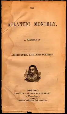 Atlantic Monthly, no.1, 1857; published by Phillips, Sampson & Co., 13 Winter St.