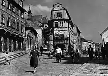 House of the Good Shepherd with Mikulášska Street and Židovská Street in the 1930s