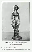 August Agero, c.1911-12, Jeune fille à la rose, wood sculpture, Exposició d'Art Cubista, Galeries Dalmau, Barcelona, 1912, catalogue