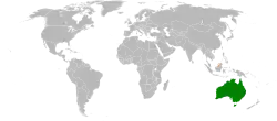 Map indicating locations of Australia and Brunei