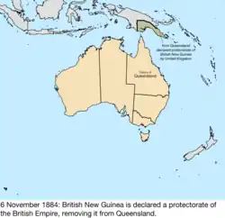 Map of British claims to Australia; for details, refer to adjacent text