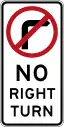 (R2-6) No Right Turn (Used in the Australian Capital Territory, New South Wales, Queensland and the Northern Territory)