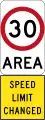 New 30 km/h Speed Limit Area (Used in South Australia)