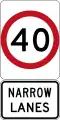 Narrow Lane Speed Limit (Used in New South Wales)