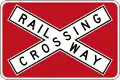 (R6-25) Railway Crossing (with red backing board)