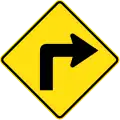 (W1-1) 90 Sharp turn, to right