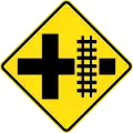 (W7-13) Railway Level Crossing on Crossroad (right)