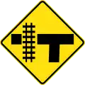 (W7-13) Railway Level Crossing on T-junction (left)