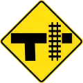 (W7-13) Railway Level Crossing on T-junction (right)