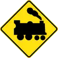 (W7-7) Railway Level Crossing ahead (left)