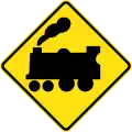 (W7-7) Railway Level Crossing ahead (right)