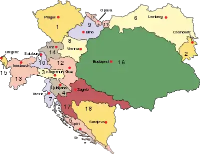 Croatia-Slavonia (number 17) within Austria-Hungary