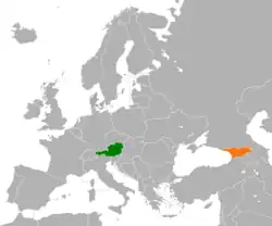 Map indicating locations of Austria and Georgia