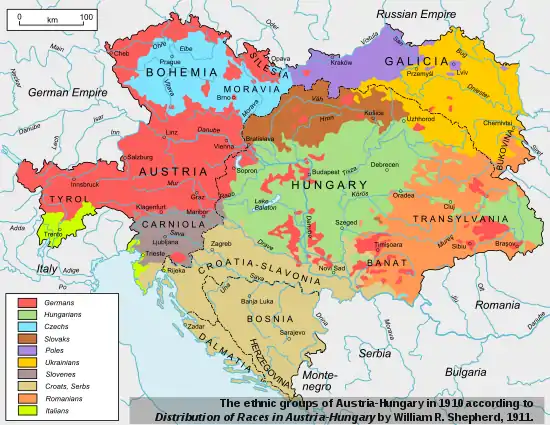 Linguistic map of Vojvodina in 1910