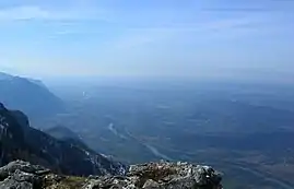 Saint-Gervais and Rovon to the left of the Isère, seen from la Cheminée (Vercors).