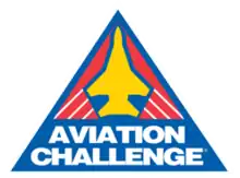 "The Triangular Aviation Challenge logo shows the silhouette of a fighter plane pointing up and the words Aviation Challenge beneath."