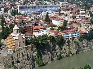 Location of the church (upper right) within the Avlabari district